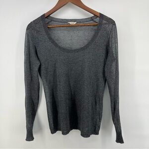 Y2K silver metallic Fossil mesh long sleeve top size Small futuristic festival